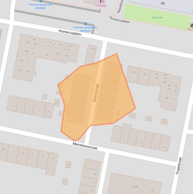 Kaart van postcodegebied 1363VX.