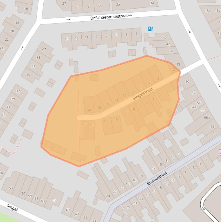 Kaart van postcodegebied 1381BH.