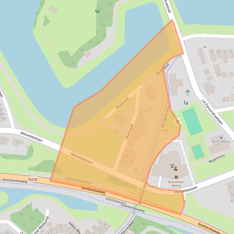 Kaart van postcodegebied 1381EC.