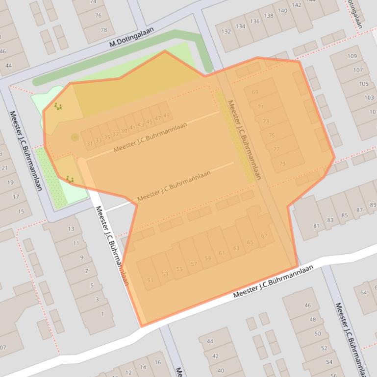 Kaart van postcodegebied 1381GJ.