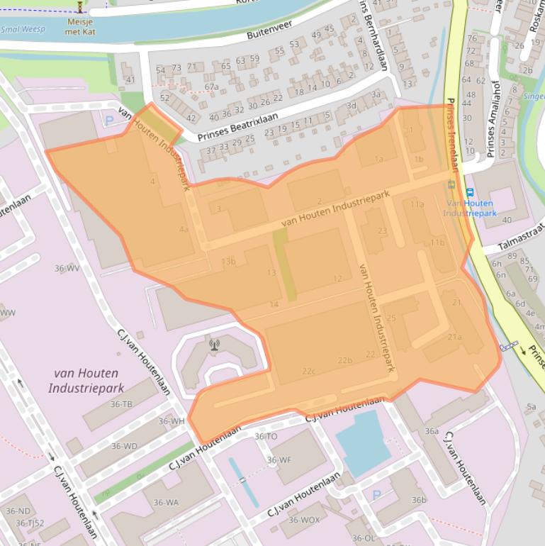 Kaart van postcodegebied 1381MZ.