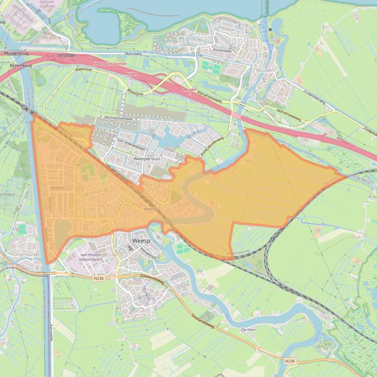 Kaart van postcodegebied 1382.