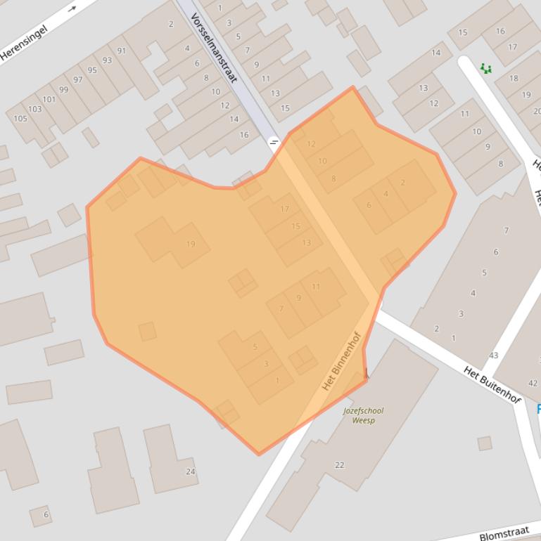 Kaart van postcodegebied 1382BJ.