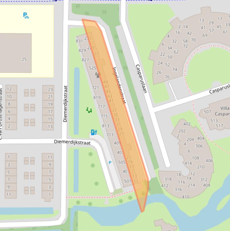 Kaart van postcodegebied 1382CJ.