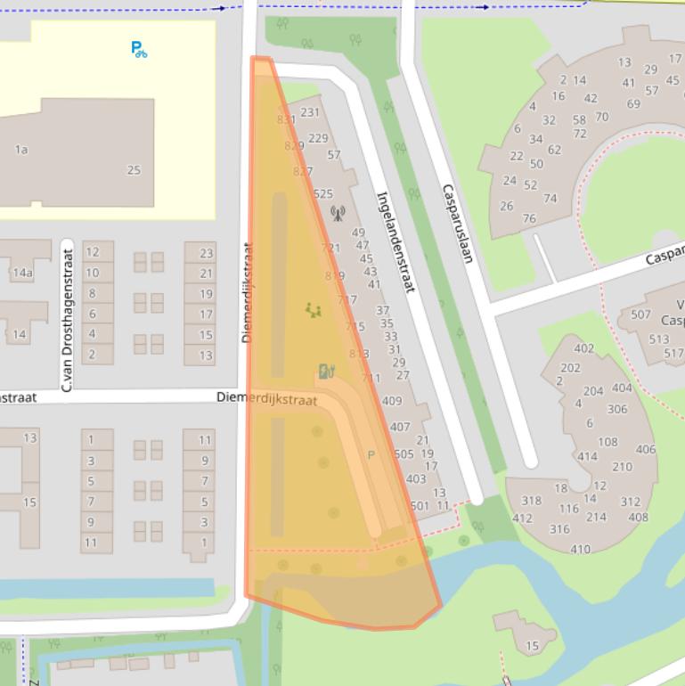 Kaart van postcodegebied 1382CS.