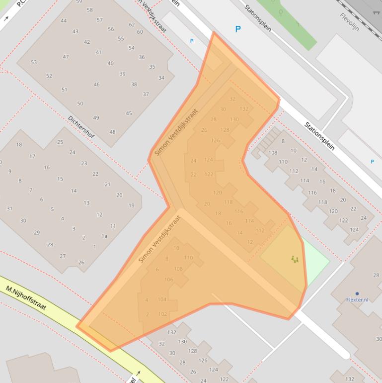 Kaart van postcodegebied 1382DA.