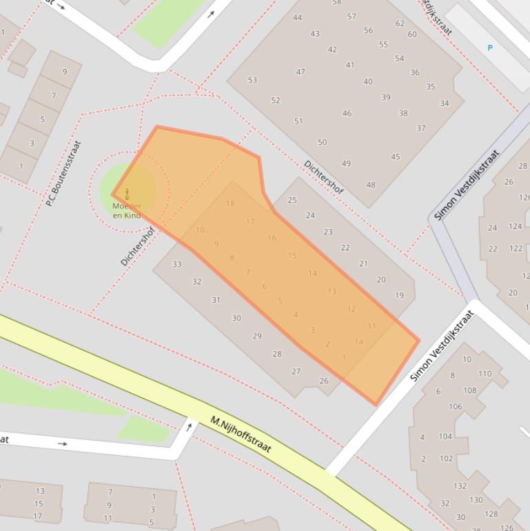 Kaart van postcodegebied 1382DE.