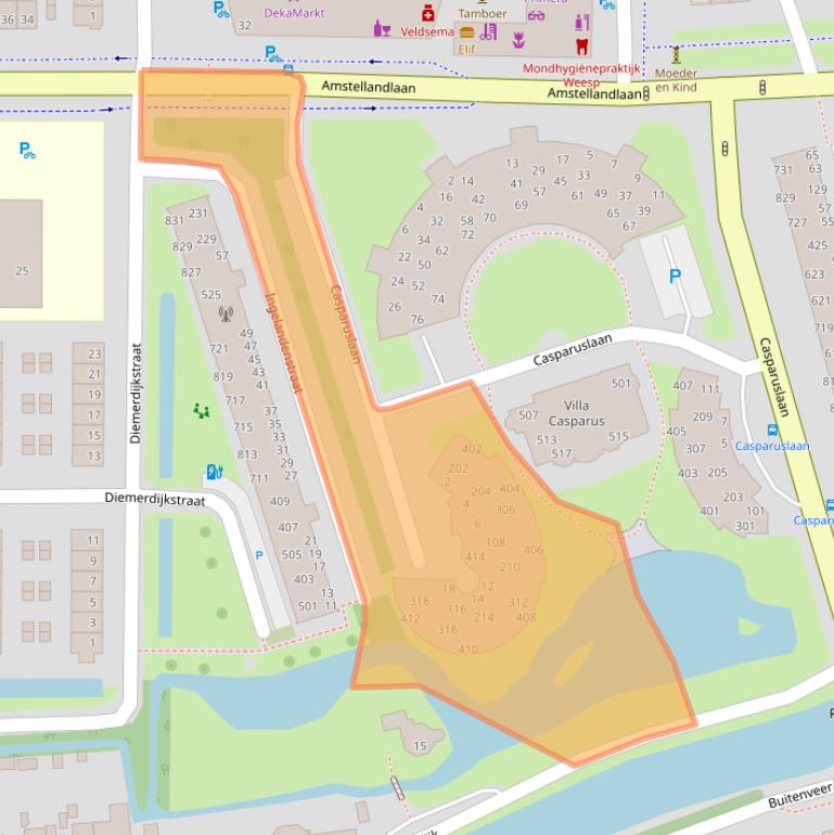 Kaart van postcodegebied 1382KP.