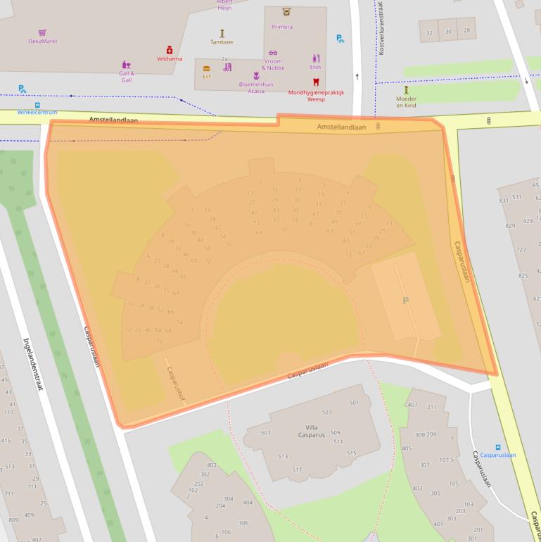 Kaart van postcodegebied 1382KV.