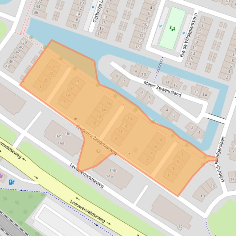 Kaart van postcodegebied 1382MB.