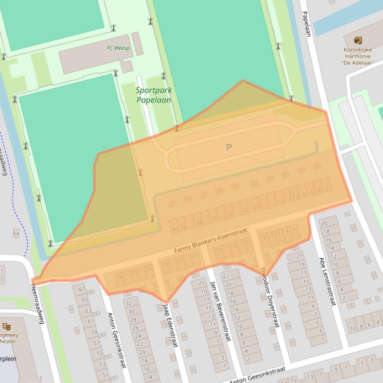 Kaart van postcodegebied 1382NB.