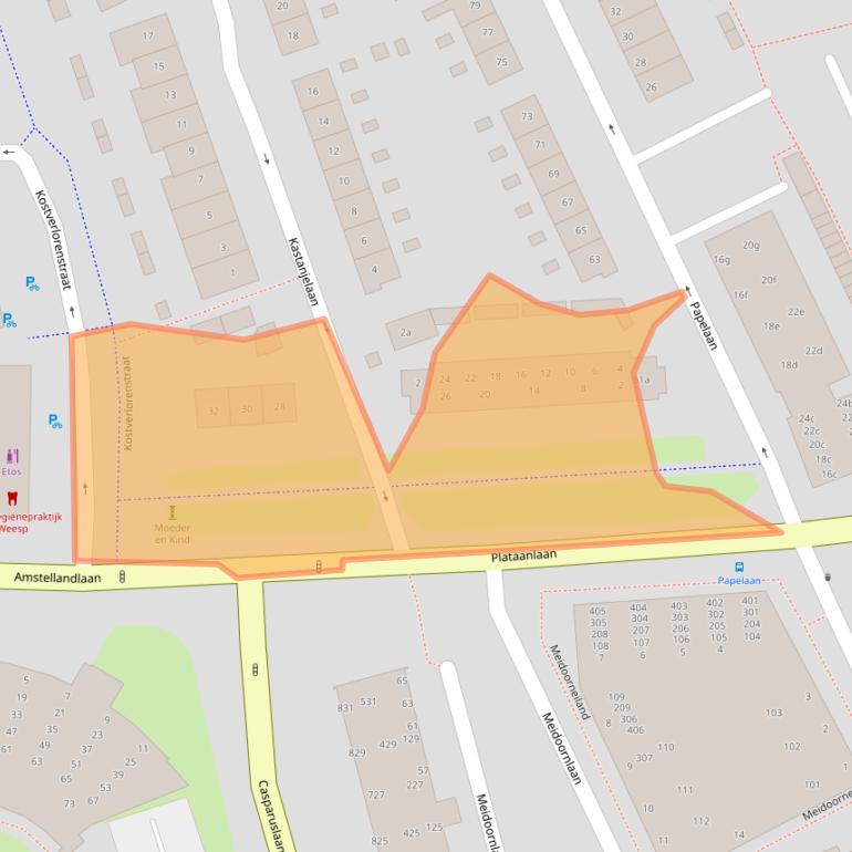 Kaart van postcodegebied 1382RD.