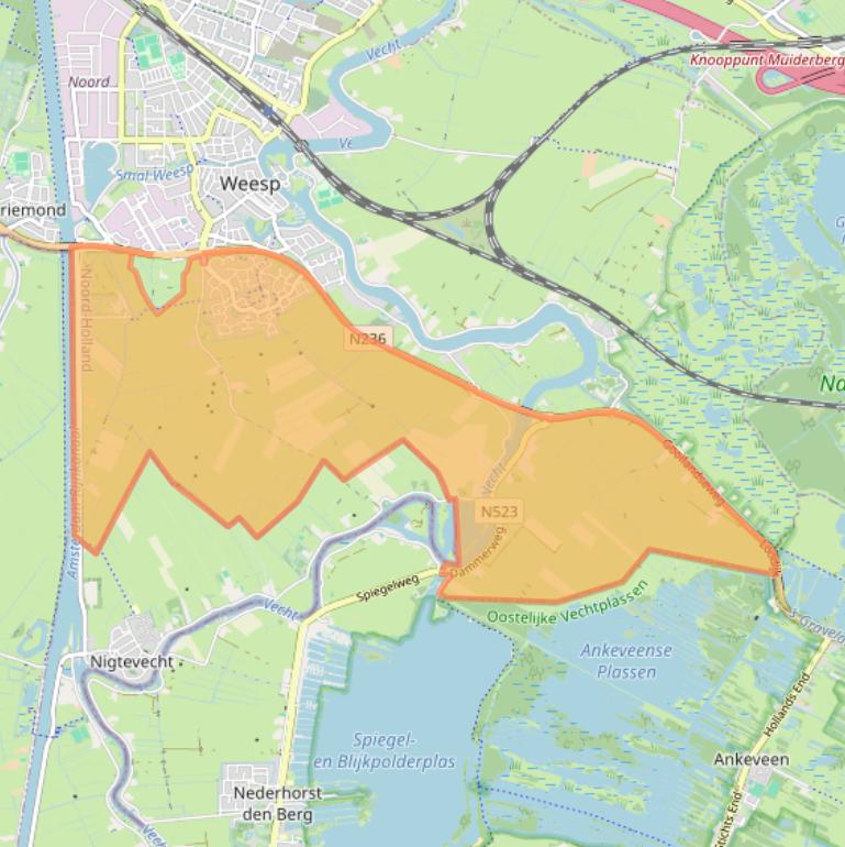 Kaart van postcodegebied 1383.