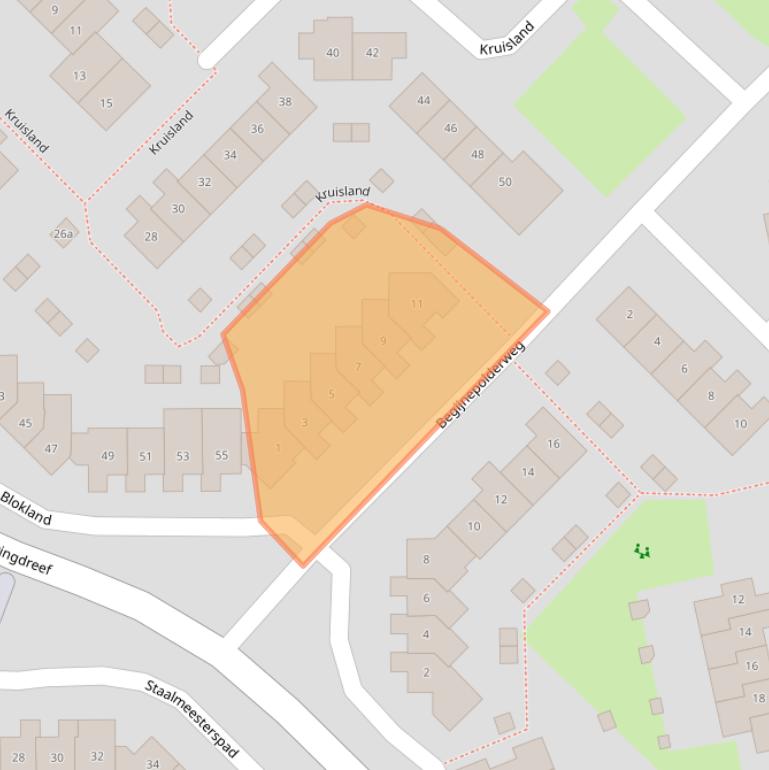 Kaart van postcodegebied 1383AS.