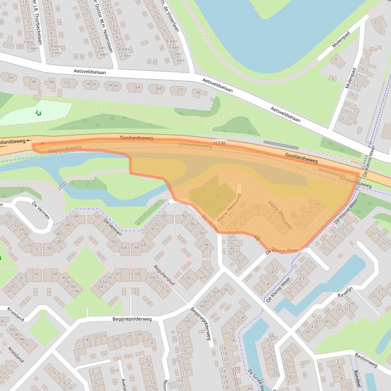Kaart van postcodegebied 1383BB.