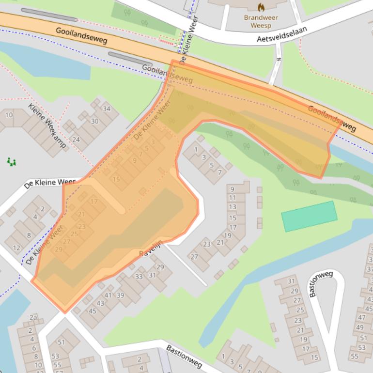 Kaart van postcodegebied 1383BC.