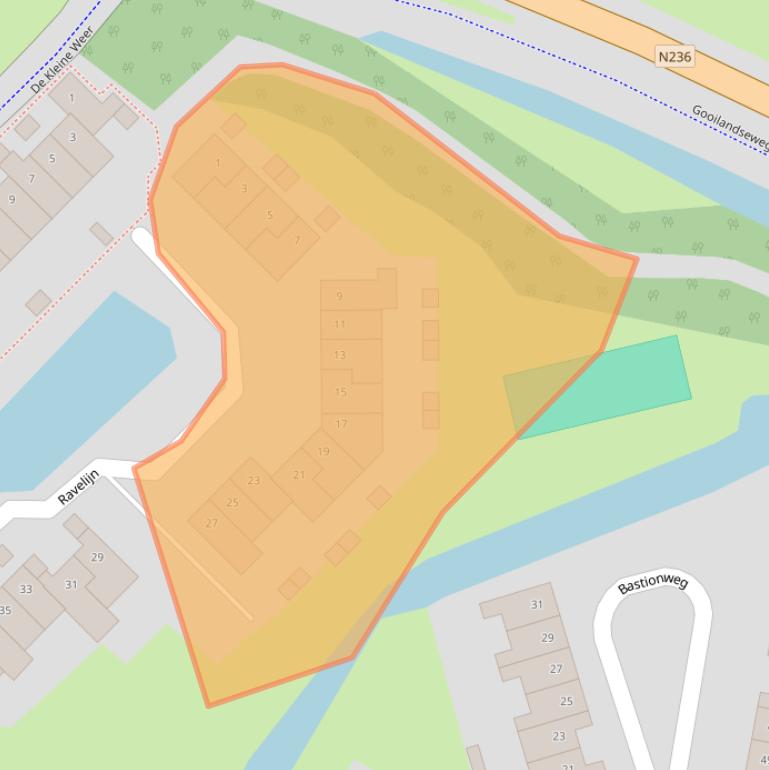 Kaart van postcodegebied 1383BE.