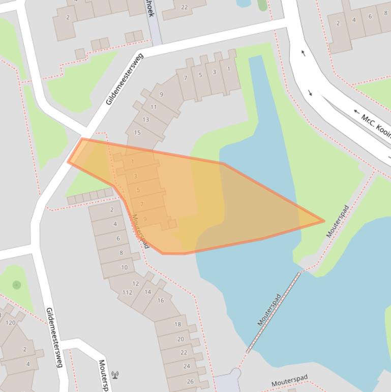 Kaart van postcodegebied 1383DE.