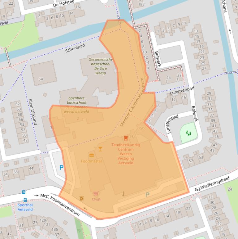 Kaart van postcodegebied 1383ED.