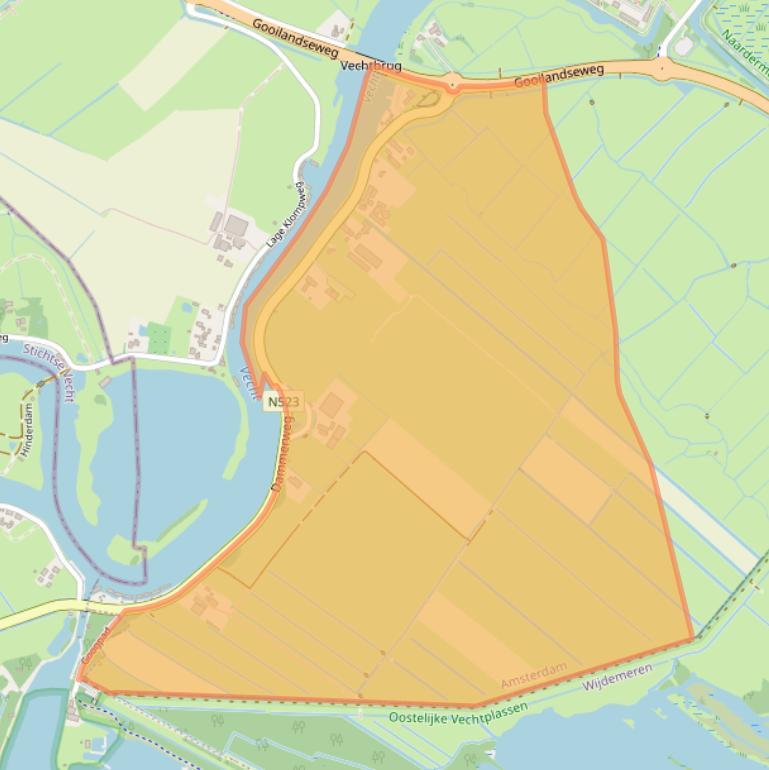 Kaart van postcodegebied 1383HT.