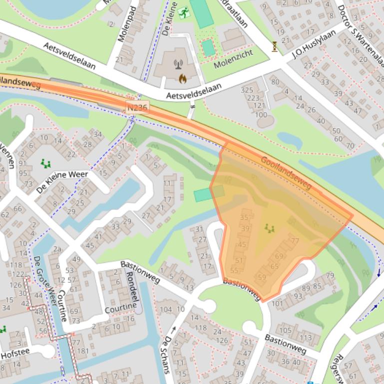 Kaart van postcodegebied 1383JB.