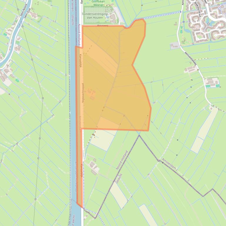 Kaart van postcodegebied 1383NE.