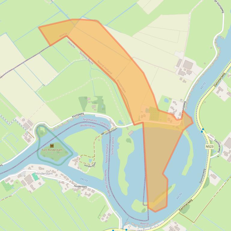 Kaart van postcodegebied 1383PM.