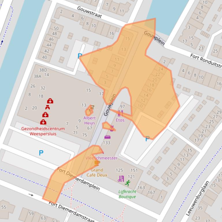 Kaart van postcodegebied 1384MB.