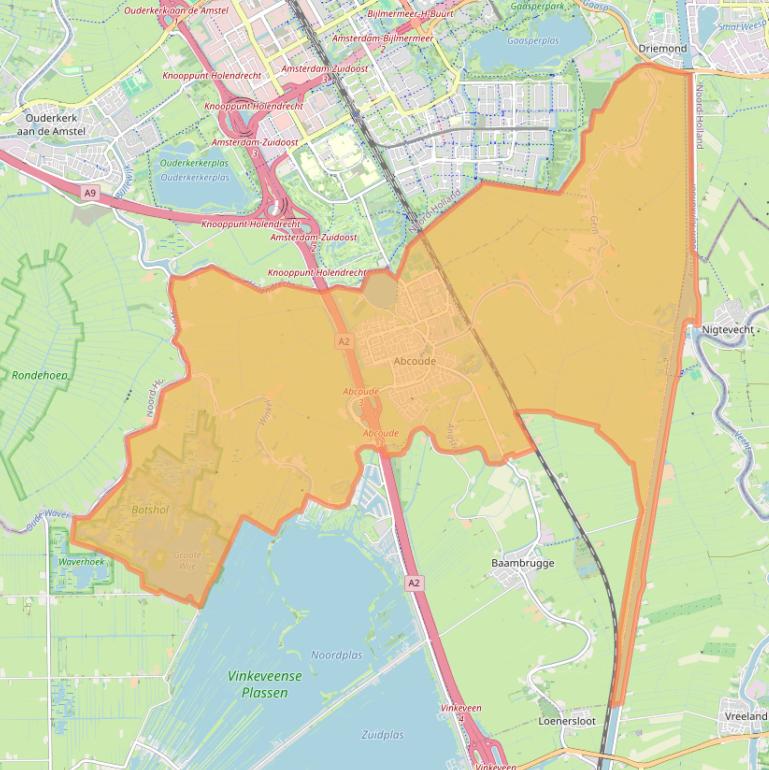 Kaart van postcodegebied 1391.