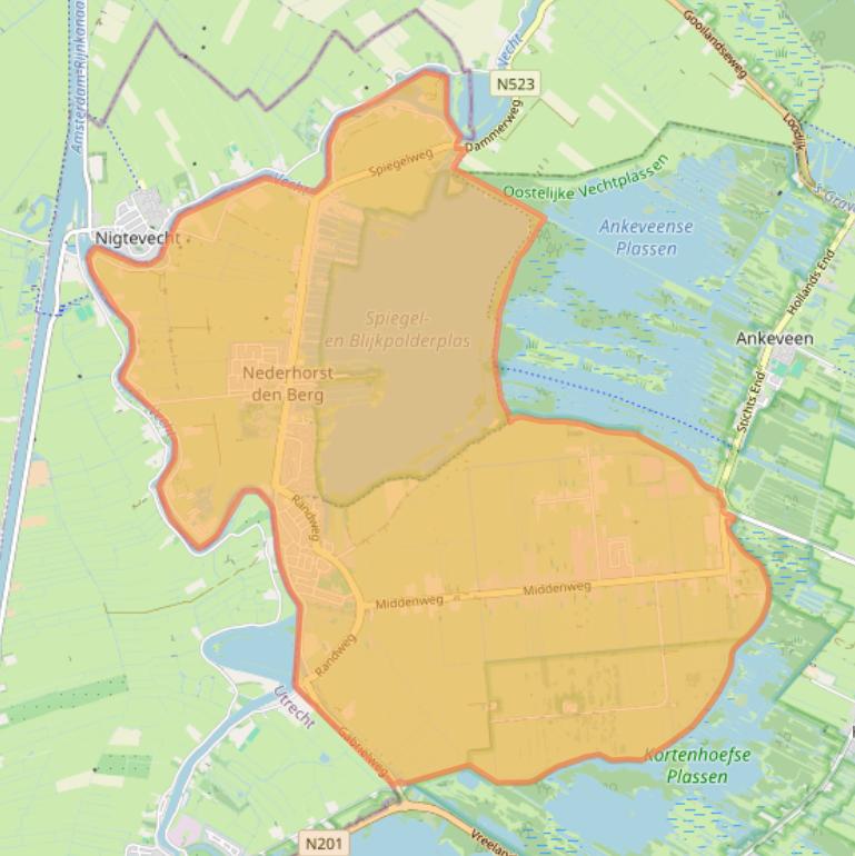 Kaart van postcodegebied 1394.