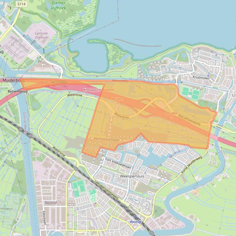 Kaart van postcodegebied 1398PL.