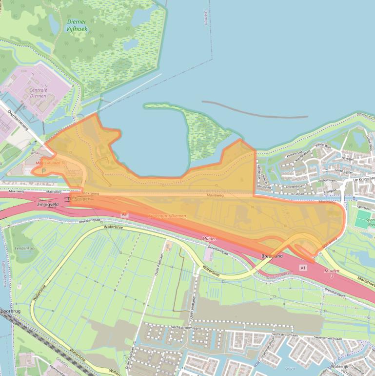 Kaart van postcodegebied 1398PV.