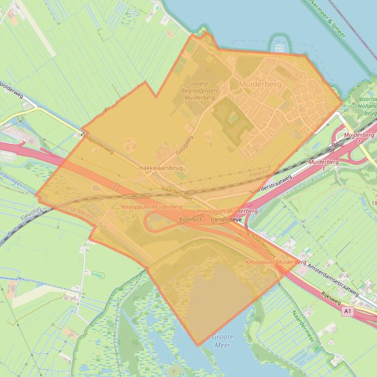 Kaart van postcodegebied 1399.