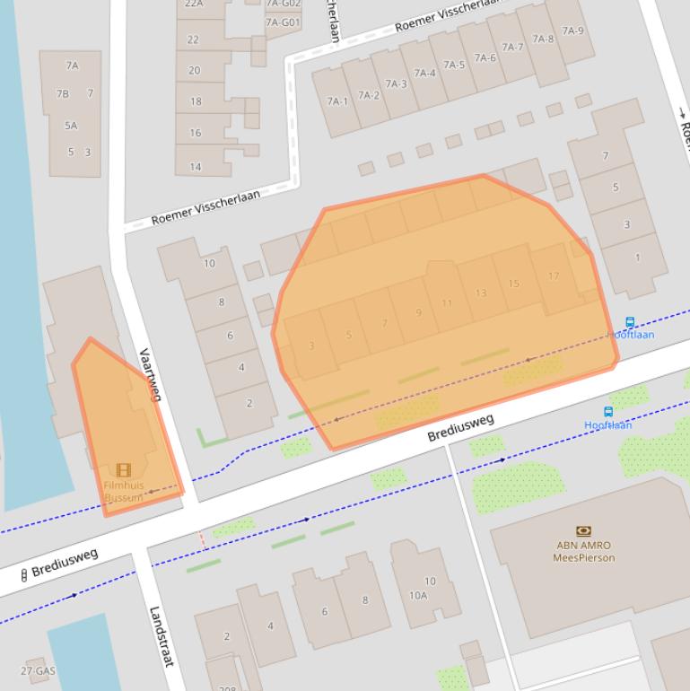 Kaart van postcodegebied 1401AA.