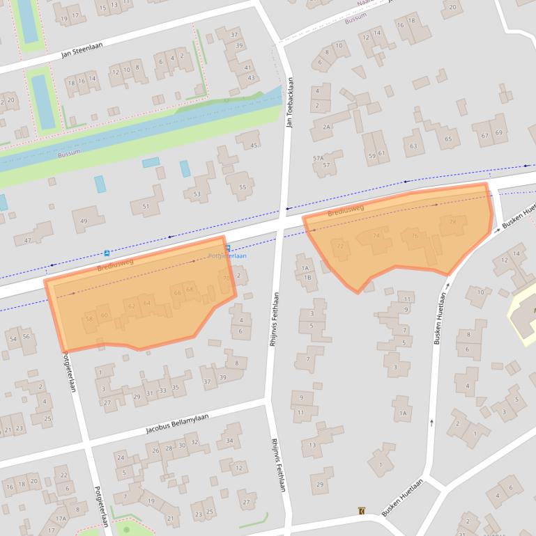 Kaart van postcodegebied 1401AJ.