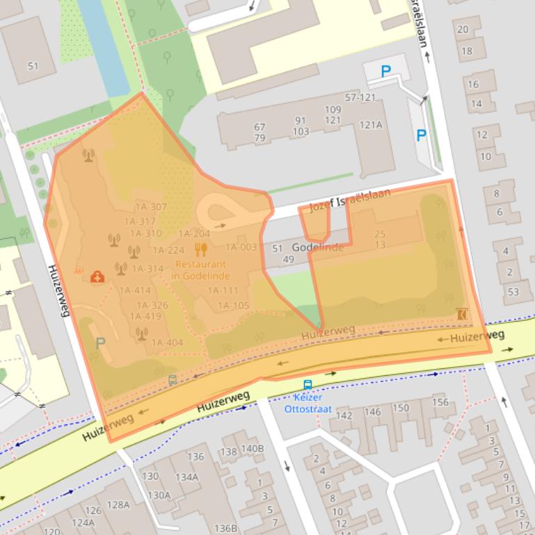 Kaart van postcodegebied 1401CM.