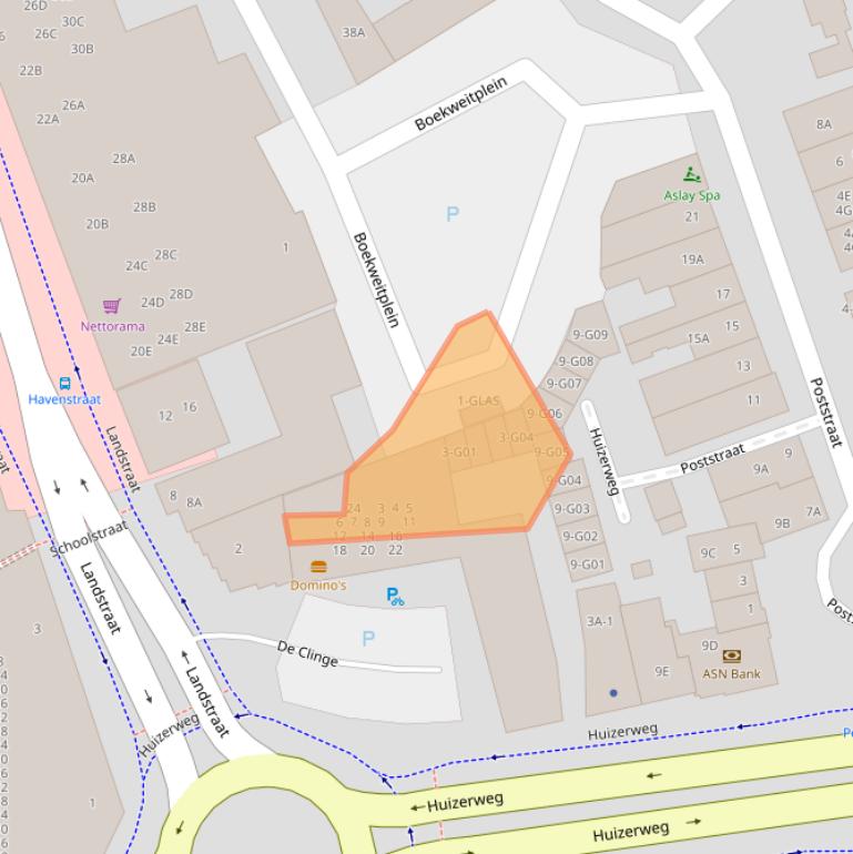 Kaart van postcodegebied 1401EV.