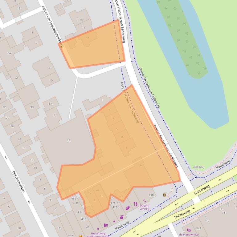 Kaart van postcodegebied 1401GA.