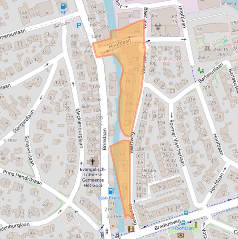 Kaart van postcodegebied 1401RA.