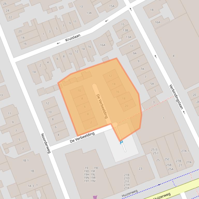 Kaart van postcodegebied 1401VJ.