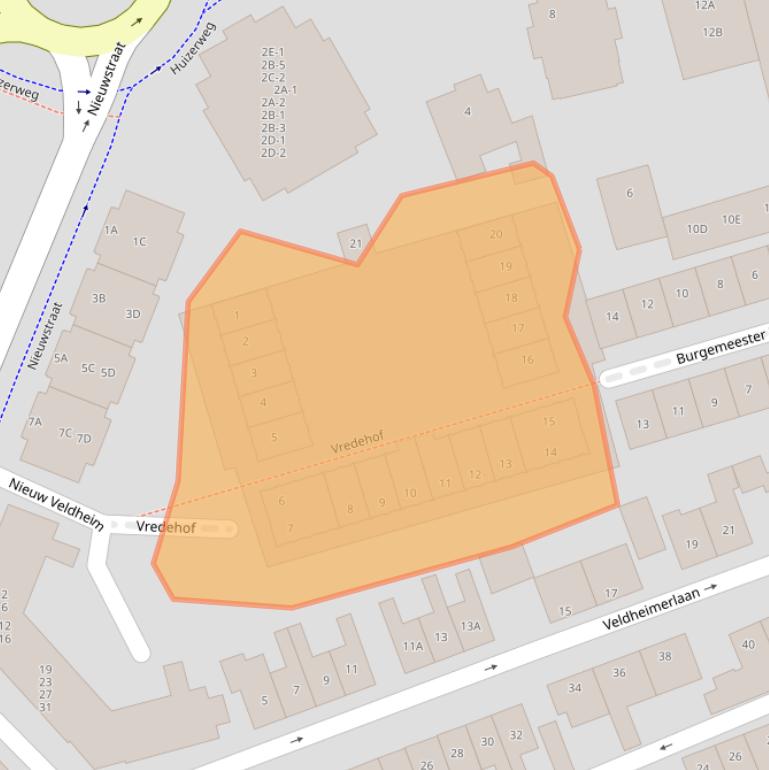 Kaart van postcodegebied 1402AW.
