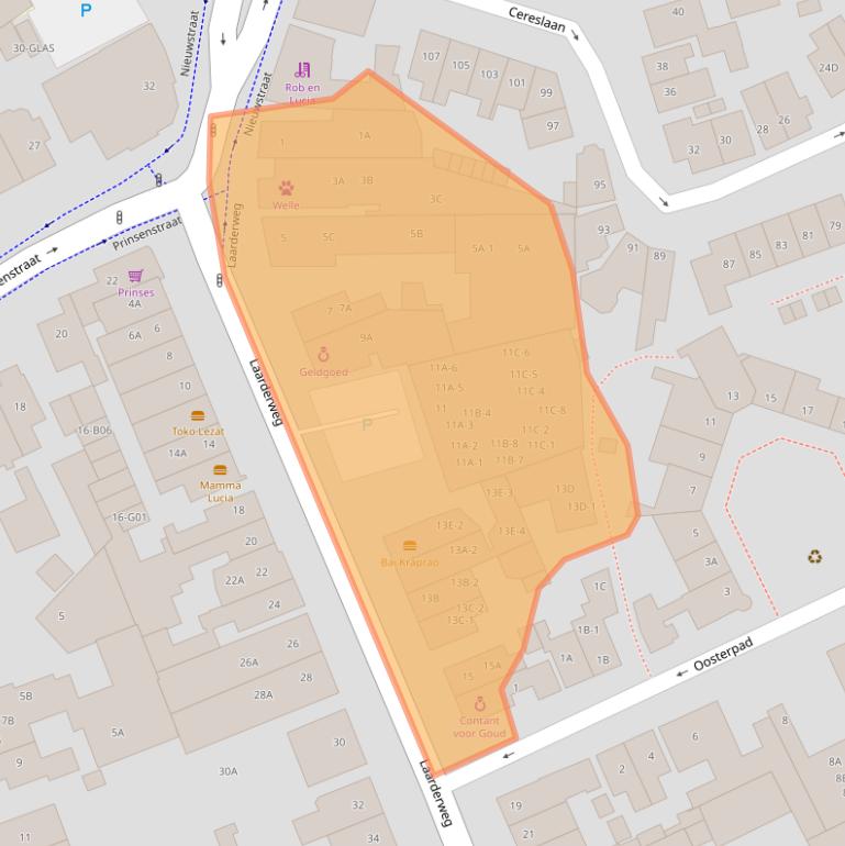 Kaart van postcodegebied 1402BA.