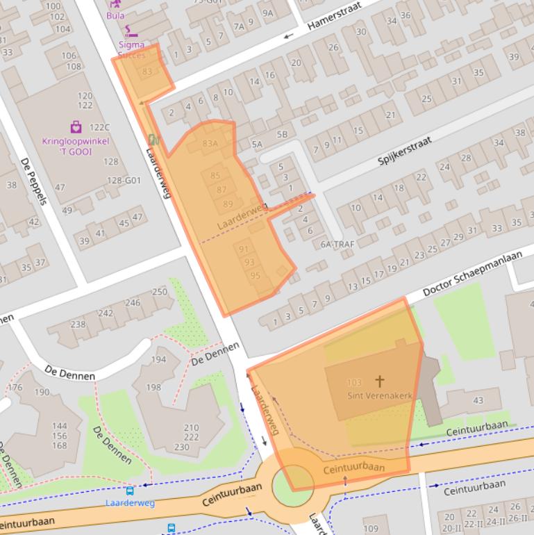 Kaart van postcodegebied 1402BG.