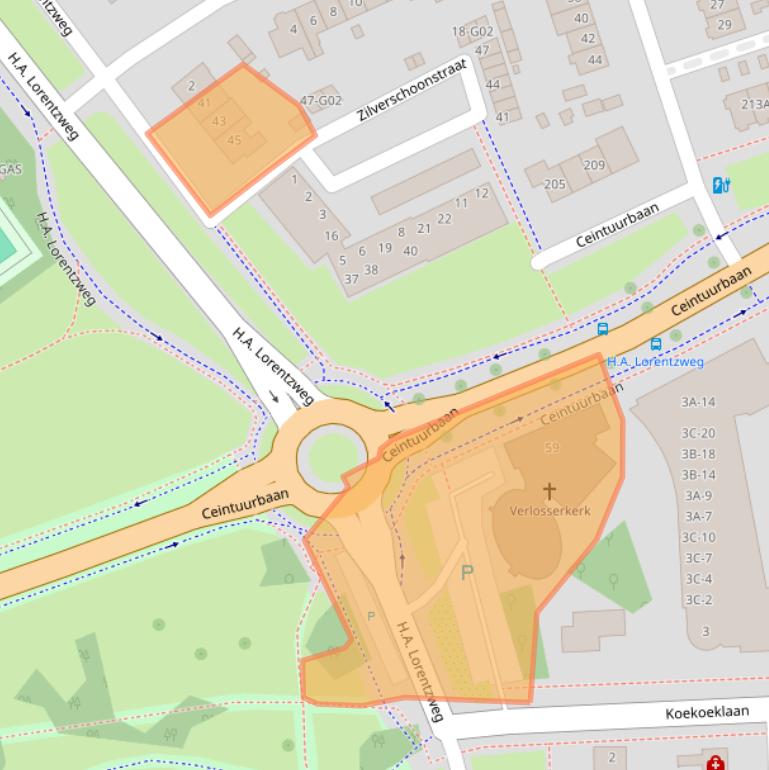 Kaart van postcodegebied 1402CC.