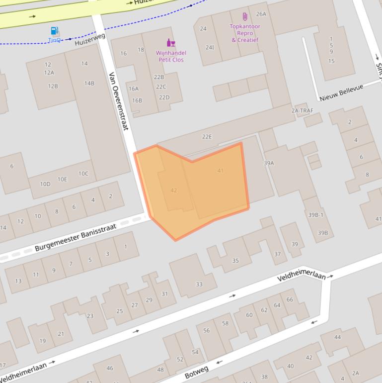 Kaart van postcodegebied 1402JA.