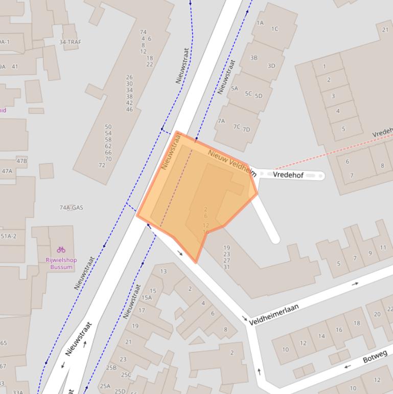 Kaart van postcodegebied 1402KX.