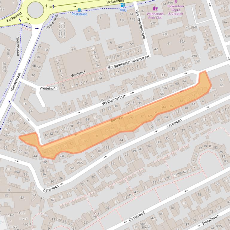 Kaart van postcodegebied 1402LE.