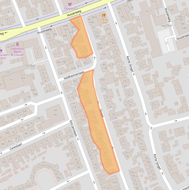 Kaart van postcodegebied 1402NS.