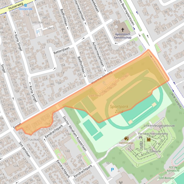 Kaart van postcodegebied 1402TL.