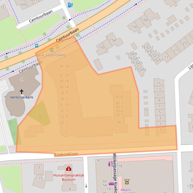 Kaart van postcodegebied 1403EA.